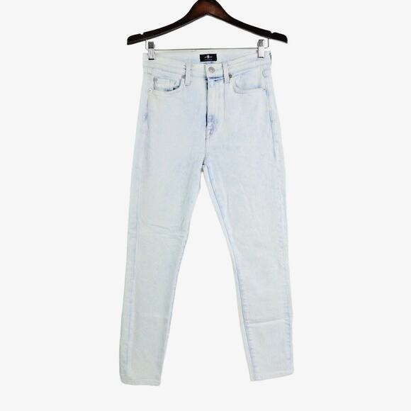 7 For All Mankind Size 27 High Waist Ankle Skinny Jeans Ocean White - Picture 1 of 12